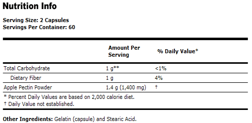 Apple Pectin 750 mg - 120 Capsules, NOW Foods