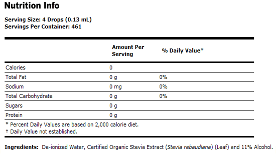 Stevia Liquid Extract - 2 oz