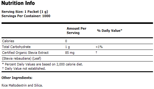 Stevia Extract Packets - 1000 Packets/Box, NOW Foods