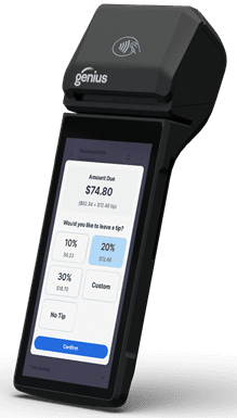 Genius Handheld ordering at table Genius for Restaurants point of sale system table side ordering