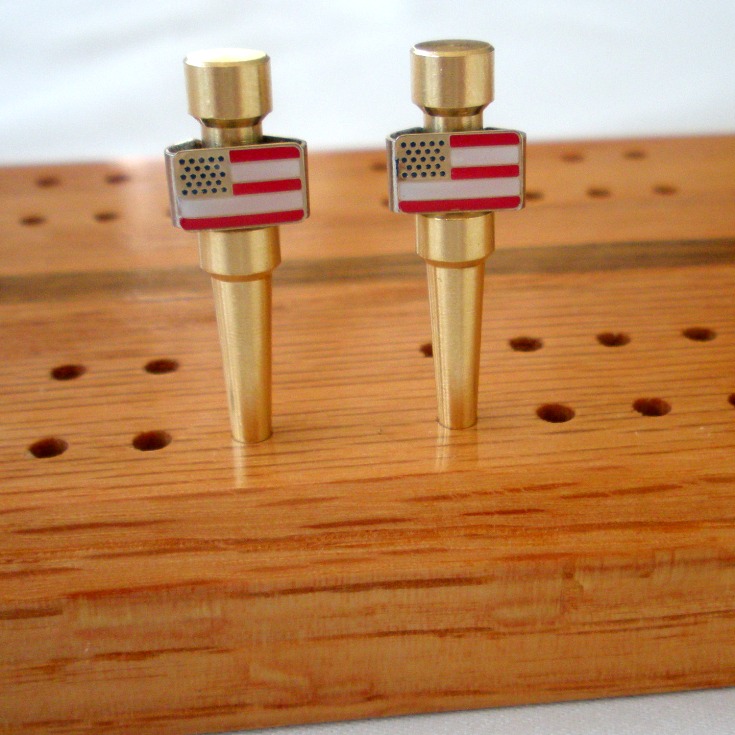 USA American Flag Patriotic Cribbage Pegs in Brass