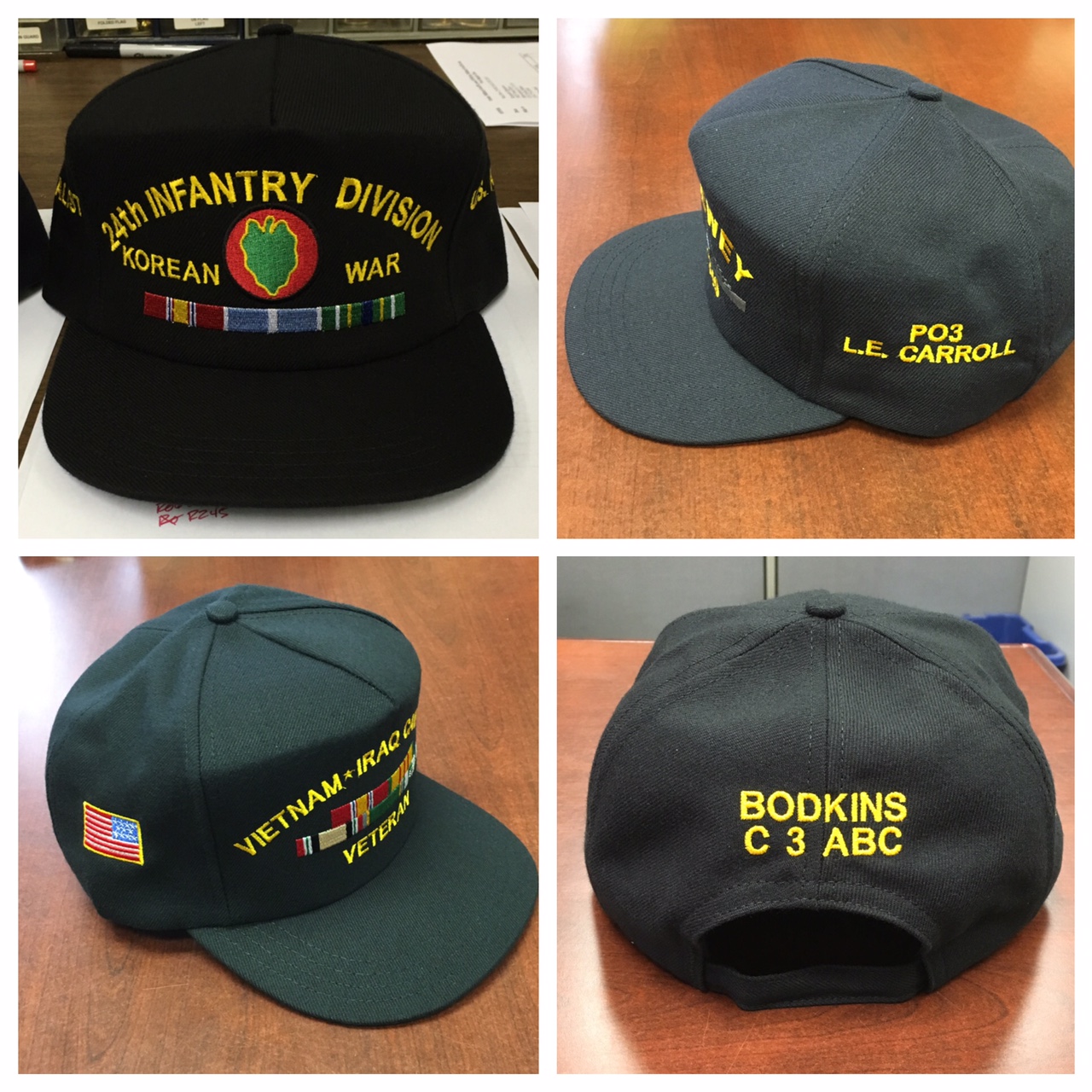 custom embroidered army air force navy usmc hat with military ribbons