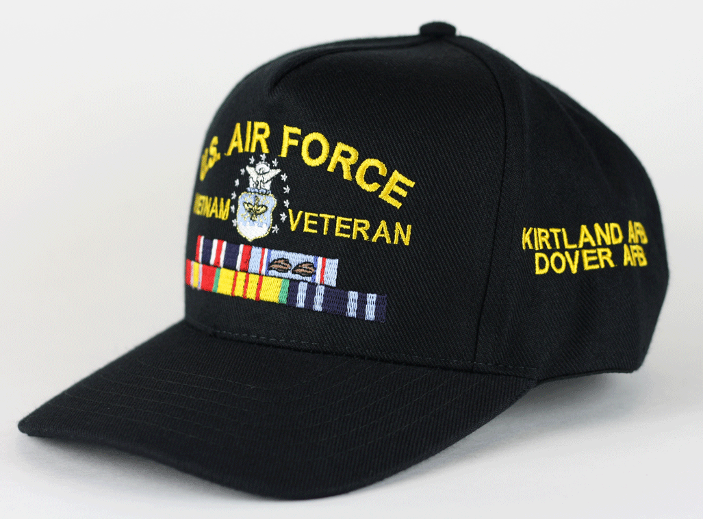 custom embroidered army air force navy usmc hat with military ribbons