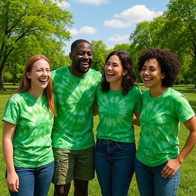 green tie dye shirt