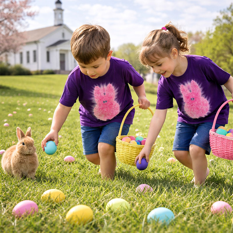 easter shirts featuring colorful tie dye designs
