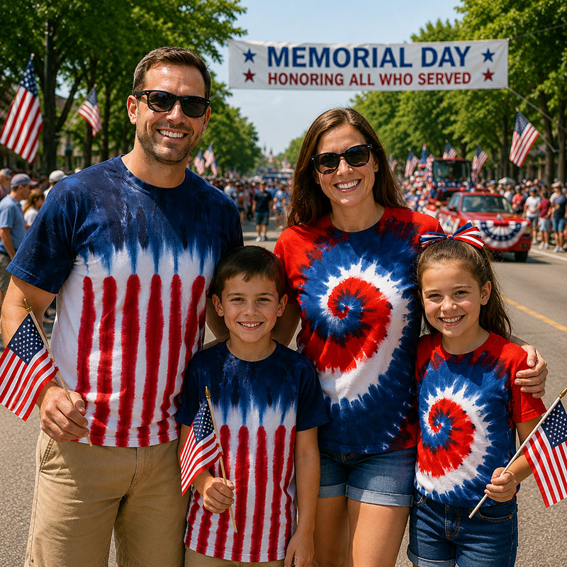 Memorial Day Parade in Tie Dye Shirts