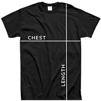 T-shirt measurement guide showing chest and length