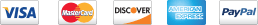 We Accept Visa, MasterCard, Discover, American Express and PayPal
